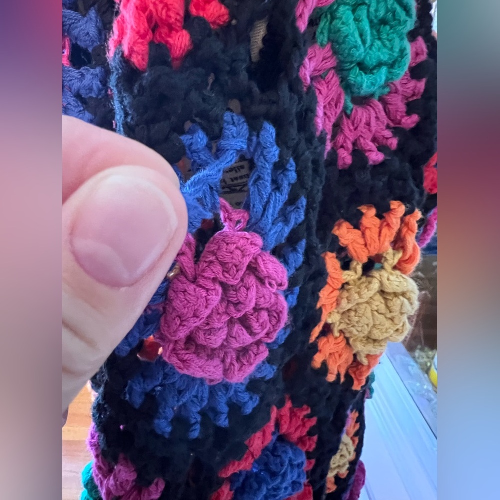 FARM Rio Colorful Crochet Flowers Sweater Mini Dress M - Picture 6 of 16